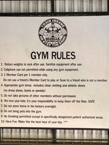 Muscle Factory Pattaya Gym Rules
