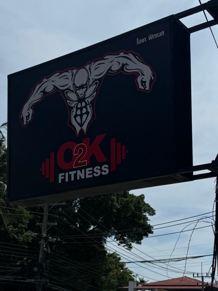 O2K Fitness Gym Koh Samui signage